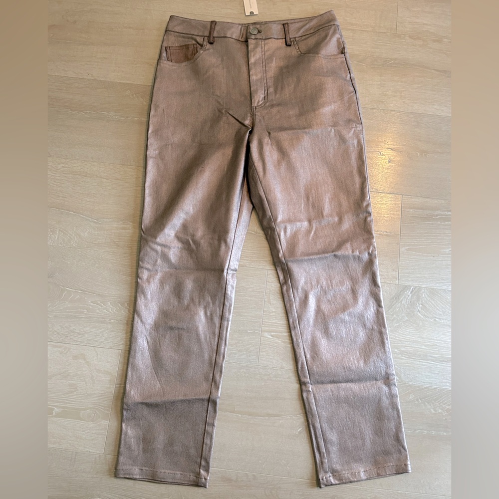 Avec Les Filles metallic high waisted cropped pants